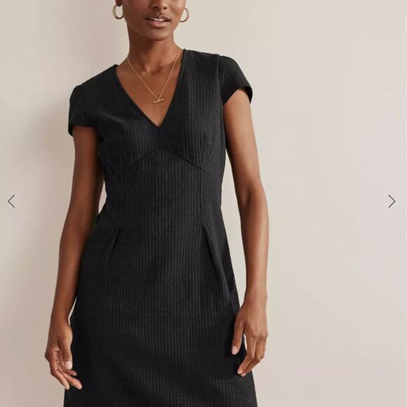Boden Dresses & Skirts - Boden Womens 2 Seersucker Jersey Tea Dress Black Jersey Cotton Cap Sleev…